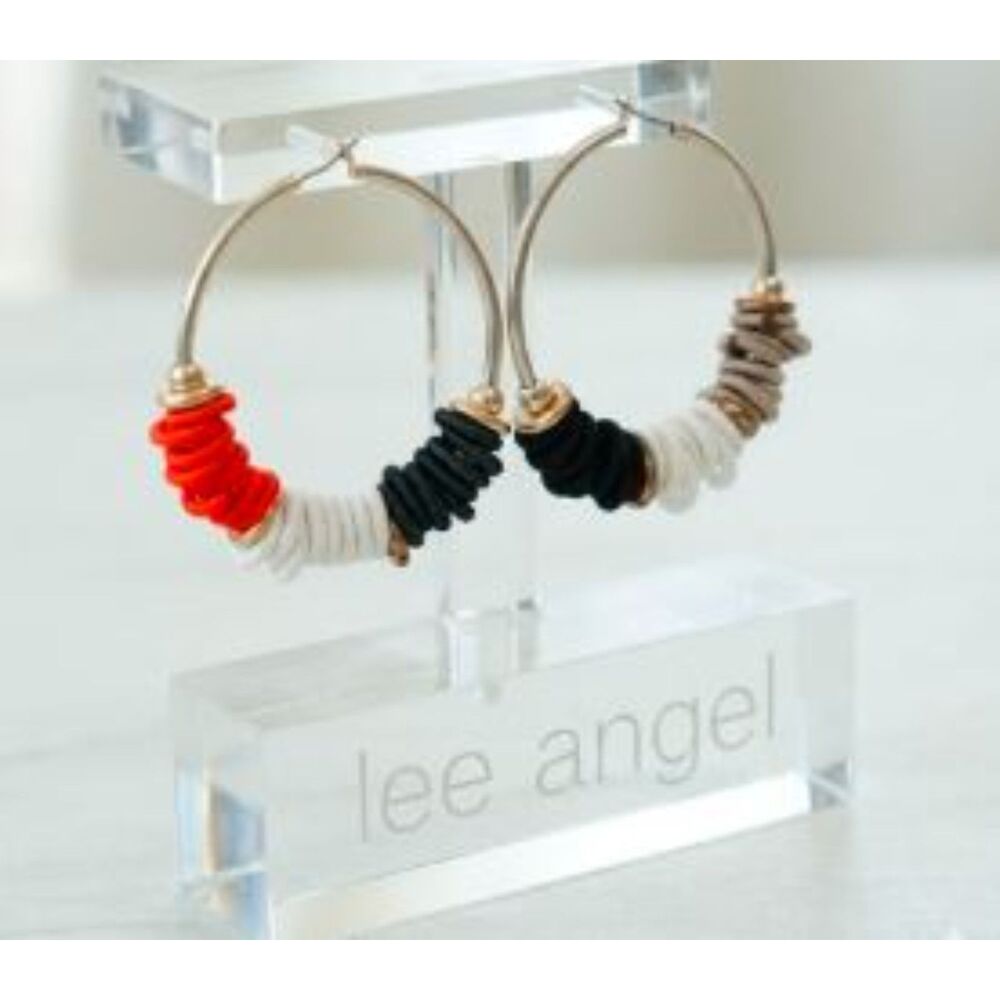 Vintage Lee Angel Women's Multi Color Silk Wrapped Vintage Hoop Earrings NWT 120